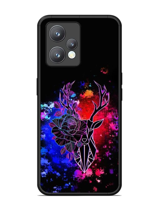 Floral Deer Art Glossy Metal Phone Cover for Realme 9 Pro Plus (5G)