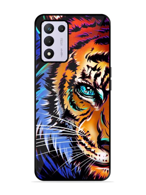 Colorful Lion Art Glossy Metal Phone Cover for Realme 9 Se (5G)