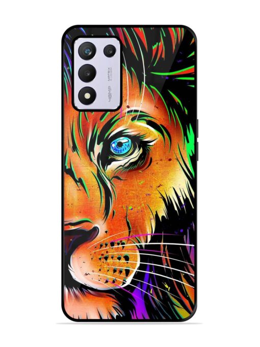 Colorful Lion Design Glossy Metal TPU Phone Cover for Realme 9 Se (5G)