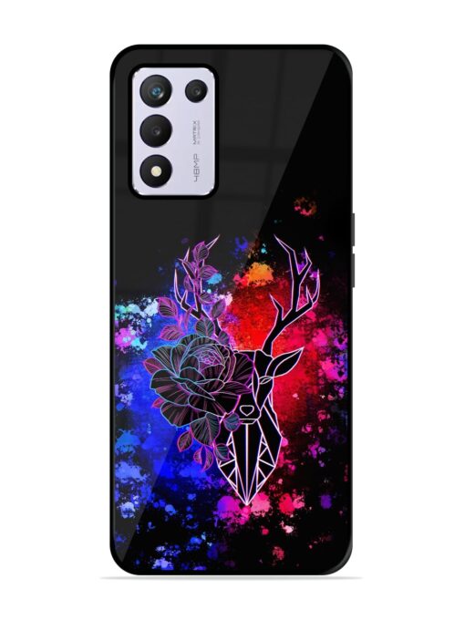 Floral Deer Art Glossy Metal Phone Cover for Realme 9 Se (5G)