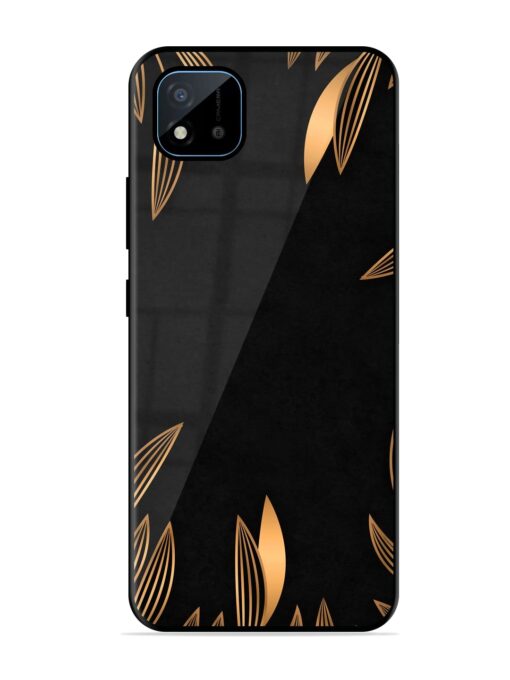 Golden Leaf Pattern Glossy Metal Phone Cover for Realme C11 (2021)