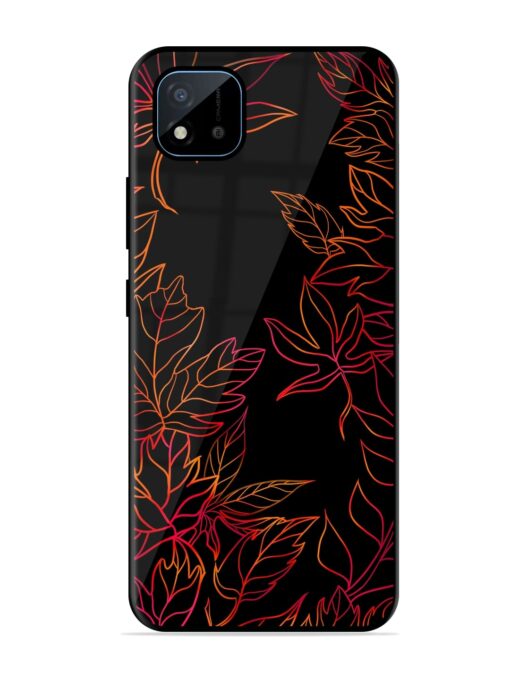 Red Floral Pattern Glossy Metal Phone Cover for Realme C11 (2021)