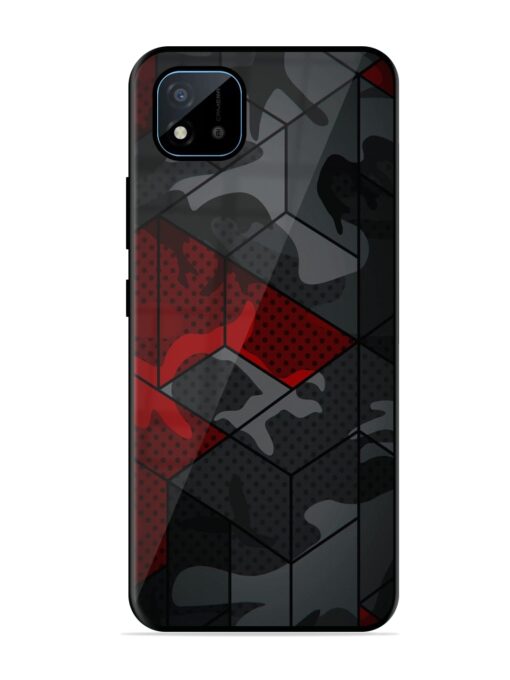 Red And Grey Pattern Glossy Metal Phone Cover for Realme C11 (2021)