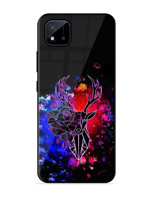 Floral Deer Art Glossy Metal Phone Cover for Realme C11 (2021)