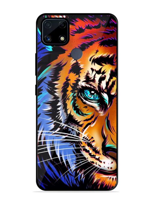 Colorful Lion Art Glossy Metal Phone Cover for Realme C25S