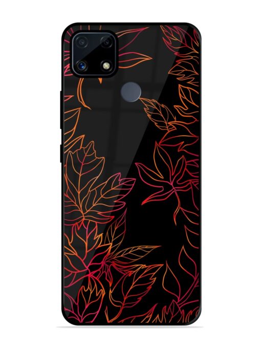 Red Floral Pattern Glossy Metal Phone Cover for Realme C25S Zapvi