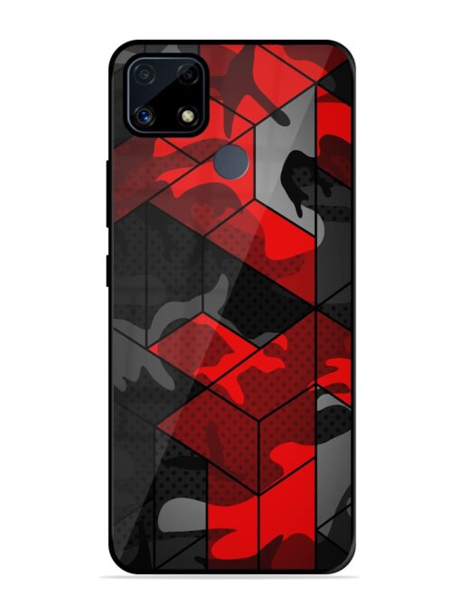 Royal Red Camouflage Pattern Glossy Metal Phone Cover for Realme C25S Zapvi