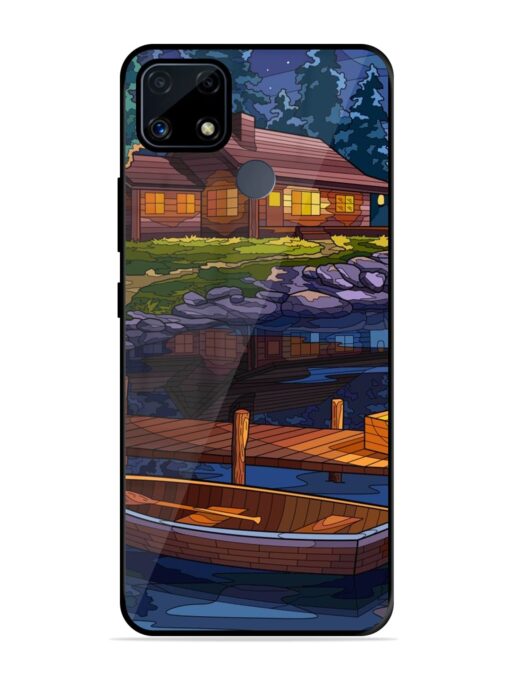 Village Night Scene Glossy Metal Phone Cover for Realme C25S Zapvi