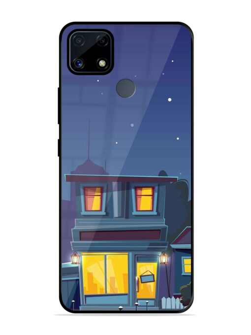 Vector Night House Glossy Metal Phone Cover for Realme C25S Zapvi