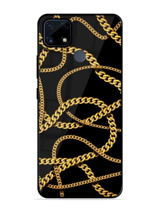 Decorative Golde Chain Glossy Metal Phone Cover for Realme C25S Zapvi