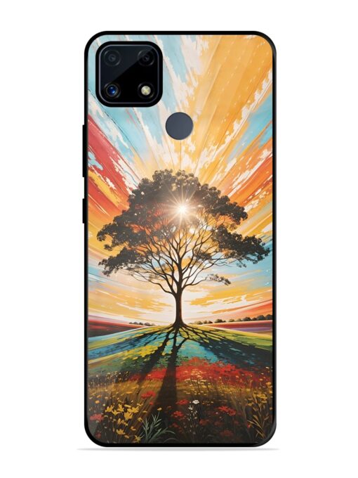 Abstract Tree Colorful Art Glossy Metal Phone Cover for Realme C25S