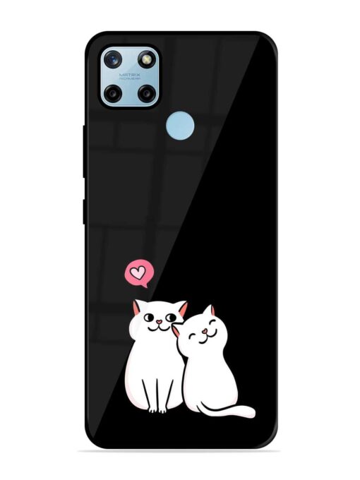 Cat Love Glossy Metal Phone Cover for Realme C25Y