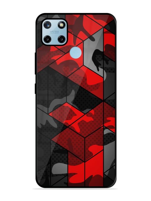 Royal Red Camouflage Pattern Glossy Metal Phone Cover for Realme C25Y Zapvi