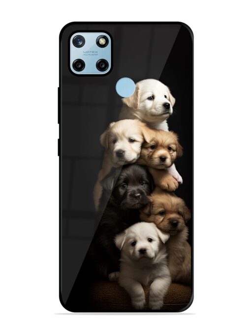 Cute Baby Dogs Glossy Metal Phone Cover for Realme C25Y