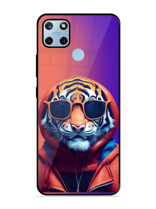 Tiger Animation Glossy Metal Phone Cover for Realme C25Y Zapvi