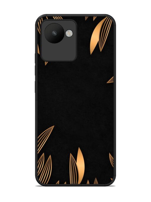 Golden Leaf Pattern Glossy Metal Phone Cover for Realme C30 Zapvi