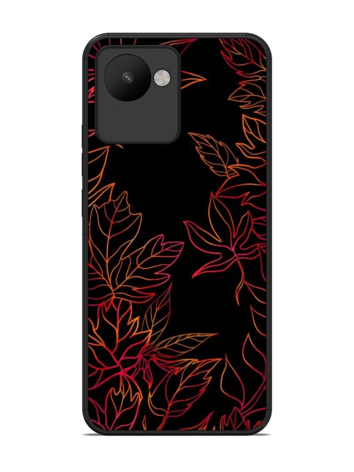 Red Floral Pattern Glossy Metal Phone Cover for Realme C30