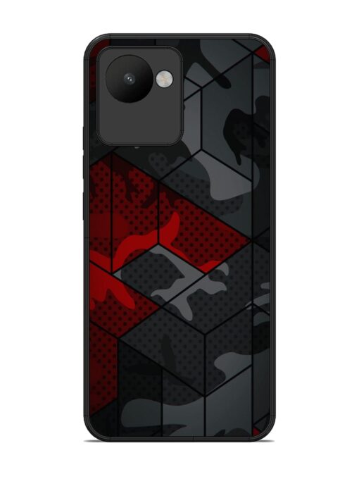 Red And Grey Pattern Glossy Metal Phone Cover for Realme C30