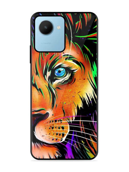 Colorful Lion Design Glossy Metal TPU Phone Cover for Realme C30S