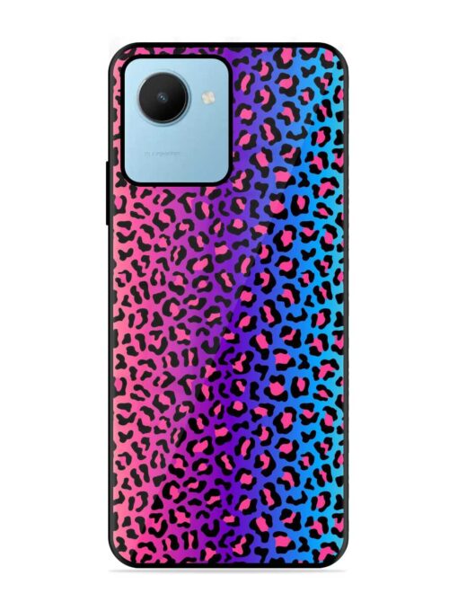 Colorful Leopard Seamless Glossy Metal Phone Cover for Realme C30S