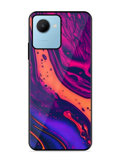 Fluid Blue Pink Art Glossy Metal Phone Cover for Realme C30S