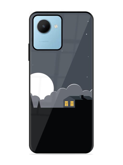 Full Moon Vector Art Glossy Metal Phone Cover for Realme C30S