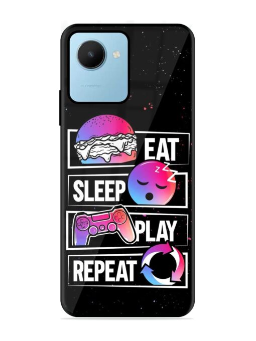 Eat Sleep Play Repeat Glossy Metal Phone Cover for Realme C30S