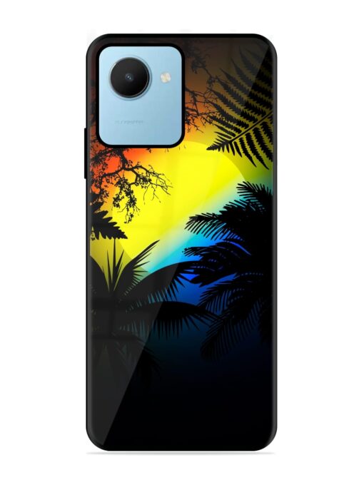 Colorful Sunset With Palm Trees Glossy Metal Phone Cover for Realme C30S