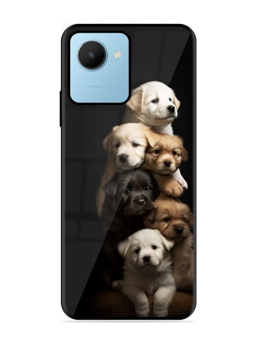 Cute Baby Dogs Glossy Metal Phone Cover for Realme C30S