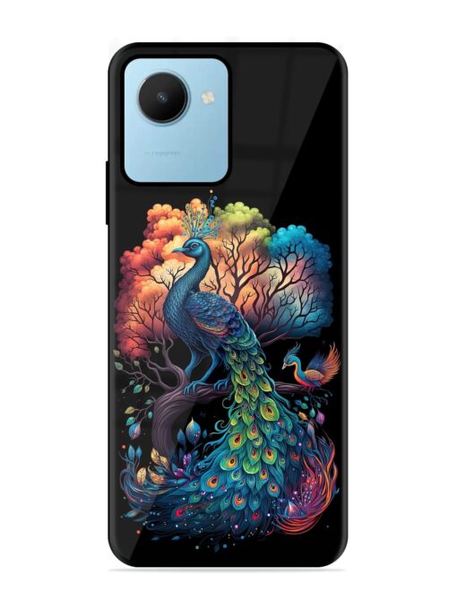 Peacock Tree Art Glossy Metal Phone Cover for Realme C30S Zapvi