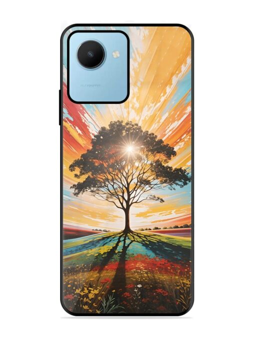 Abstract Tree Colorful Art Glossy Metal Phone Cover for Realme C30S