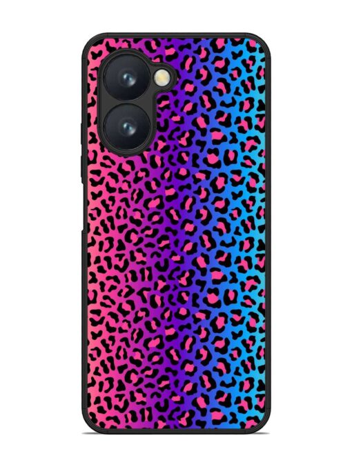 Colorful Leopard Seamless Glossy Metal Phone Cover for Realme C33