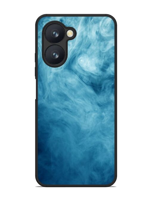 Blue Smoke Art Glossy Metal Phone Cover for Realme C33