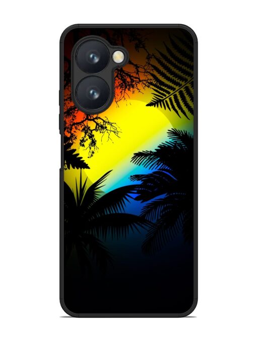 Colorful Sunset With Palm Trees Glossy Metal Phone Cover for Realme C33