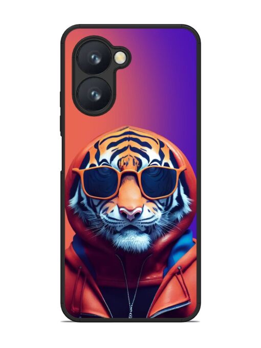 Tiger Animation Glossy Metal Phone Cover for Realme C33 Zapvi