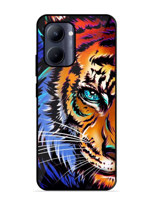 Colorful Lion Art Glossy Metal Phone Cover for Realme C33 (2023)