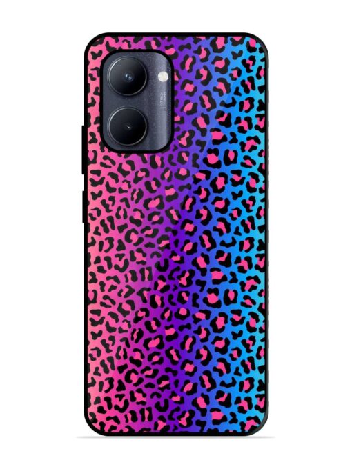 Colorful Leopard Seamless Glossy Metal Phone Cover for Realme C33 (2023) Zapvi