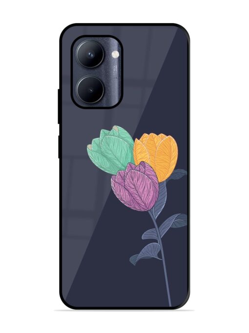 Flower Vector Glossy Metal Phone Cover for Realme C33 (2023) Zapvi