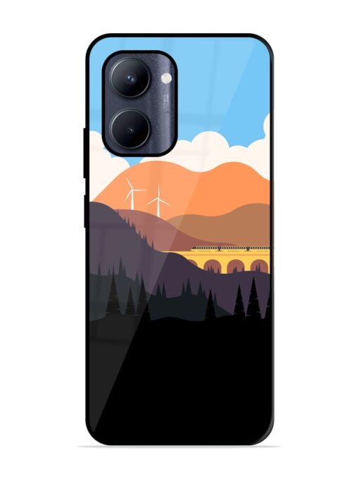 Minimal Mountain Vector Glossy Metal Phone Cover for Realme C33 (2023)