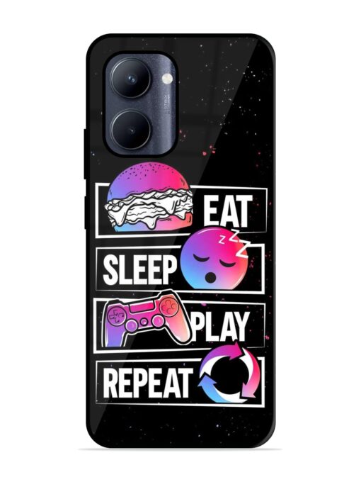 Eat Sleep Play Repeat Glossy Metal Phone Cover for Realme C33 (2023)