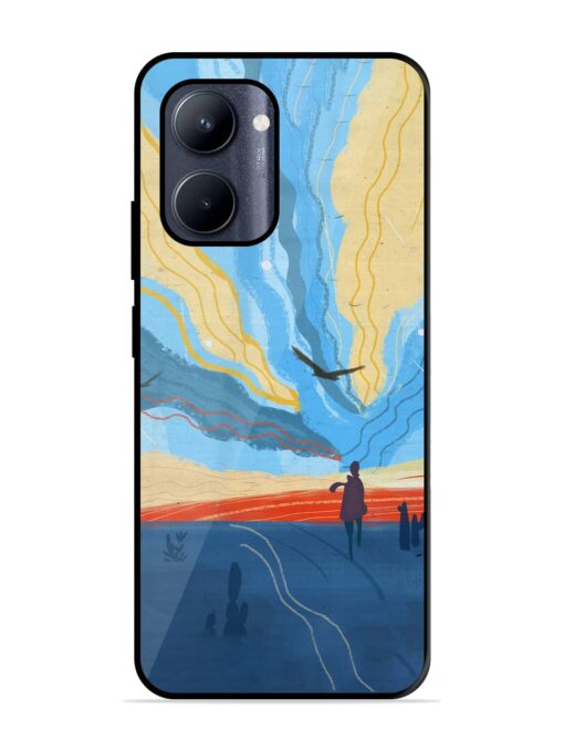 Minimal Abstract Landscape Glossy Metal Phone Cover for Realme C33 (2023) Zapvi