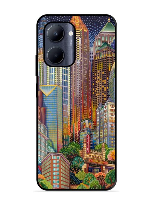 Cityscapes Art Glossy Metal Phone Cover for Realme C33 (2023)