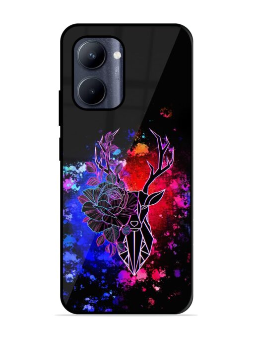 Floral Deer Art Glossy Metal Phone Cover for Realme C33 (2023) Zapvi