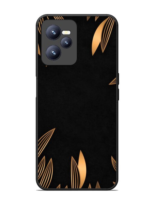 Golden Leaf Pattern Glossy Metal Phone Cover for Realme C35