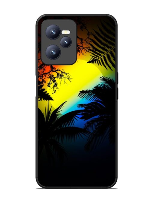 Colorful Sunset With Palm Trees Glossy Metal Phone Cover for Realme C35 Zapvi