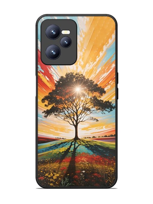 Abstract Tree Colorful Art Glossy Metal Phone Cover for Realme C35