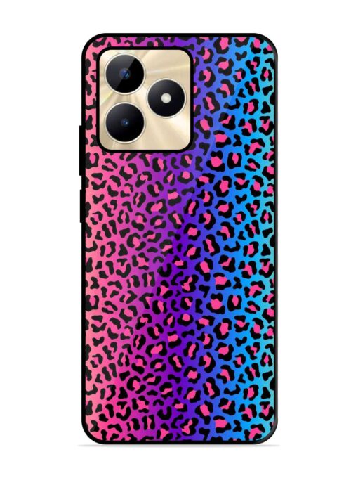 Colorful Leopard Seamless Glossy Metal Phone Cover for Realme C51