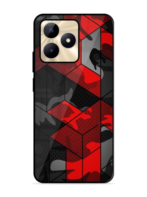 Royal Red Camouflage Pattern Glossy Metal Phone Cover for Realme C51