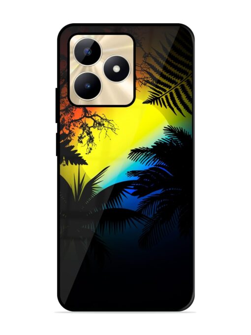 Colorful Sunset With Palm Trees Glossy Metal Phone Cover for Realme C51 Zapvi