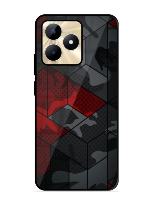 Red And Grey Pattern Glossy Metal Phone Cover for Realme C51 Zapvi